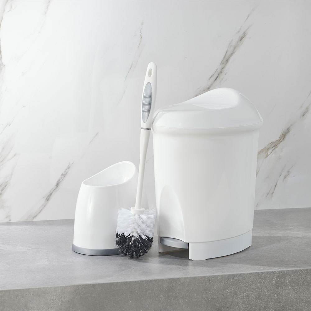 Mahsun / ست سطل و توالت شوی دلفین سفید - طوسی